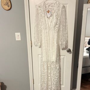 Le Rose Sheer Floral Maxi Robe